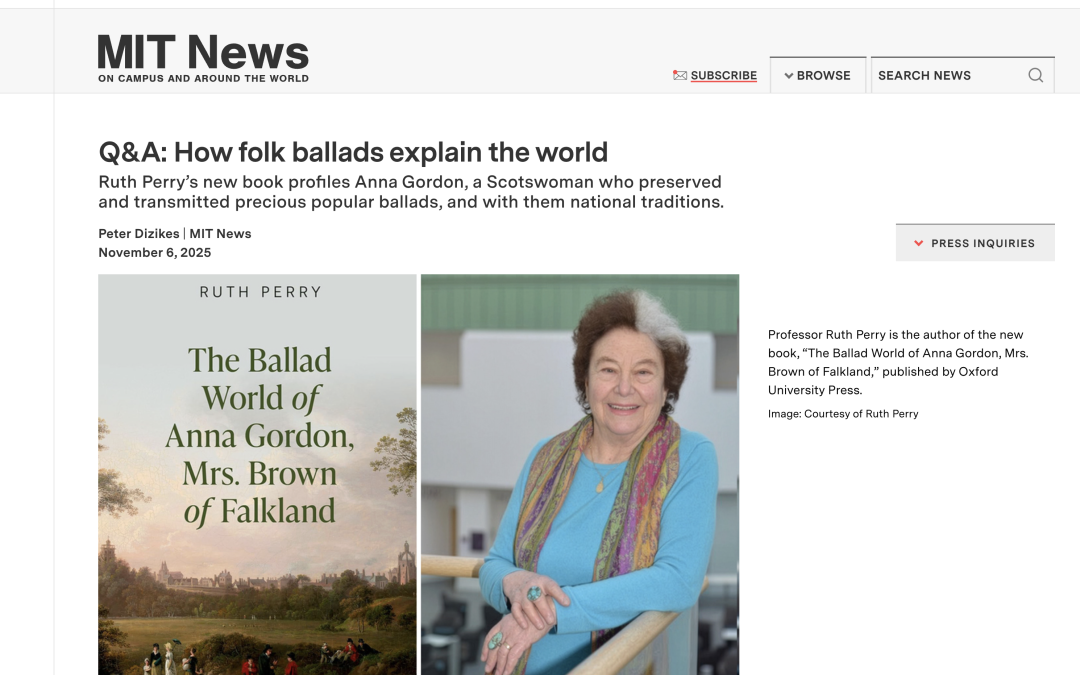 MIT News | Ruth Perry Q&A: How folk ballads explain the world